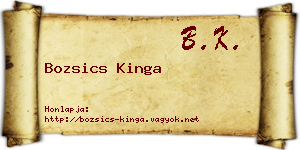 Bozsics Kinga névjegykártya